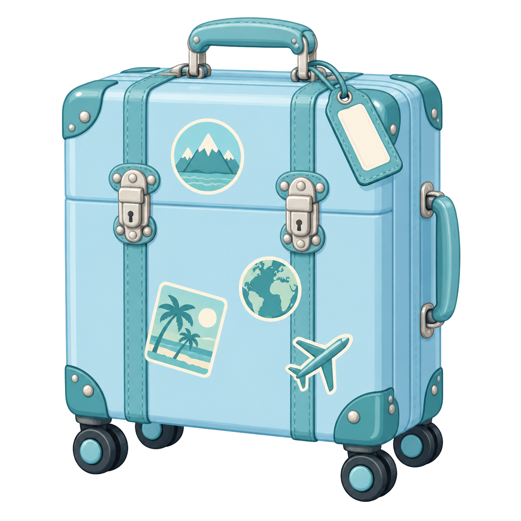 A packed pastel blue suitcase ready for the party