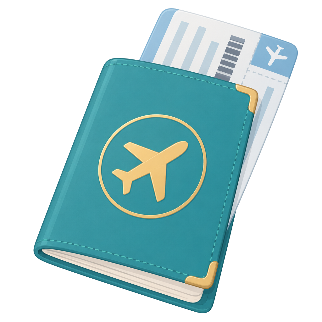 A little traveller’s passport with a boarding pass tucked inside
